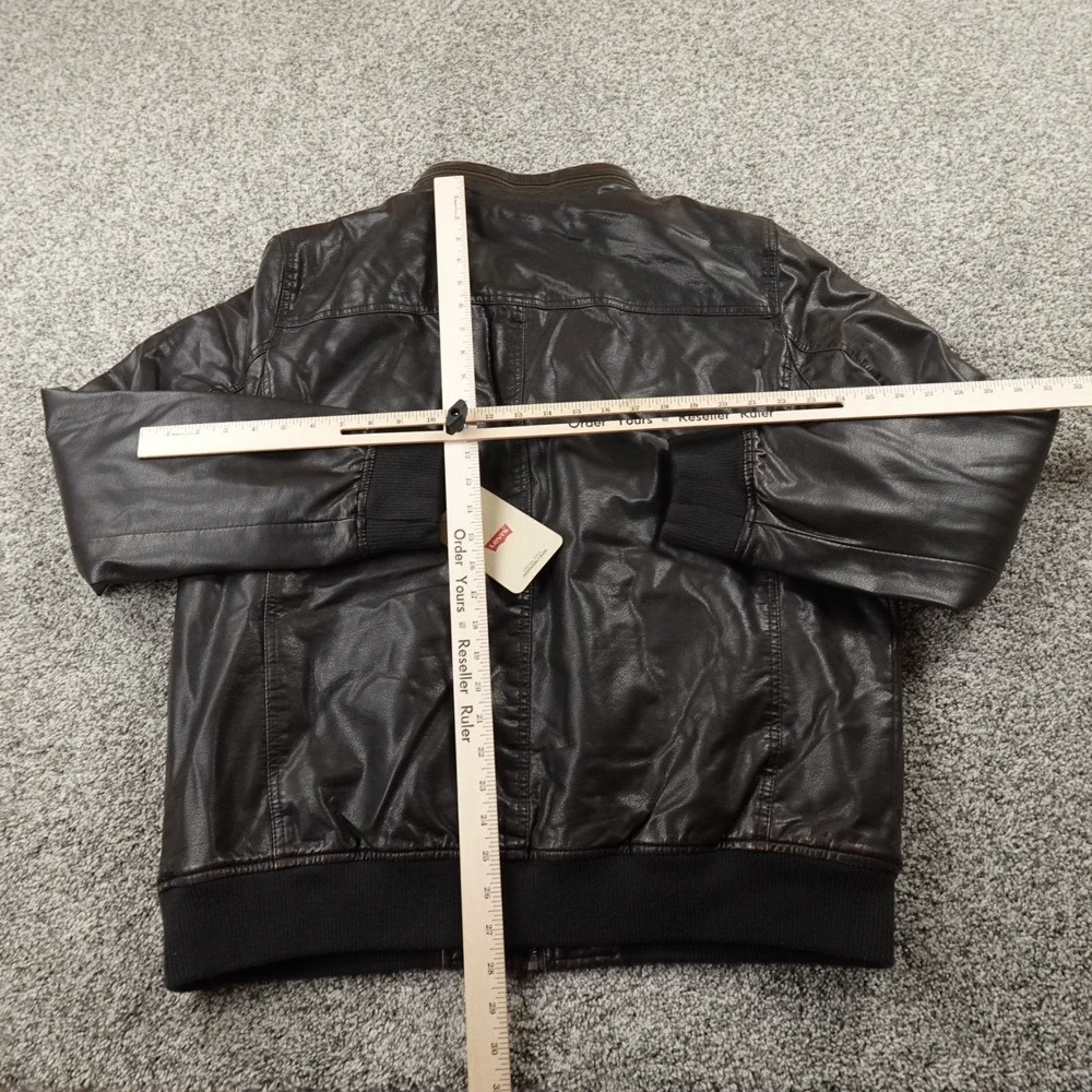 NEW Levis Jacket Mens XL Brown Sherpa Lined Faux Leather Trucker Bomber Coat Zip